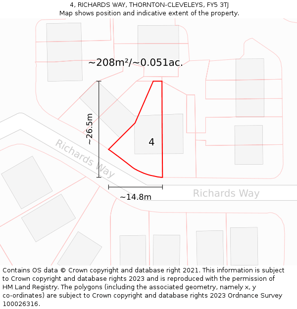 4, RICHARDS WAY, THORNTON-CLEVELEYS, FY5 3TJ: Plot and title map