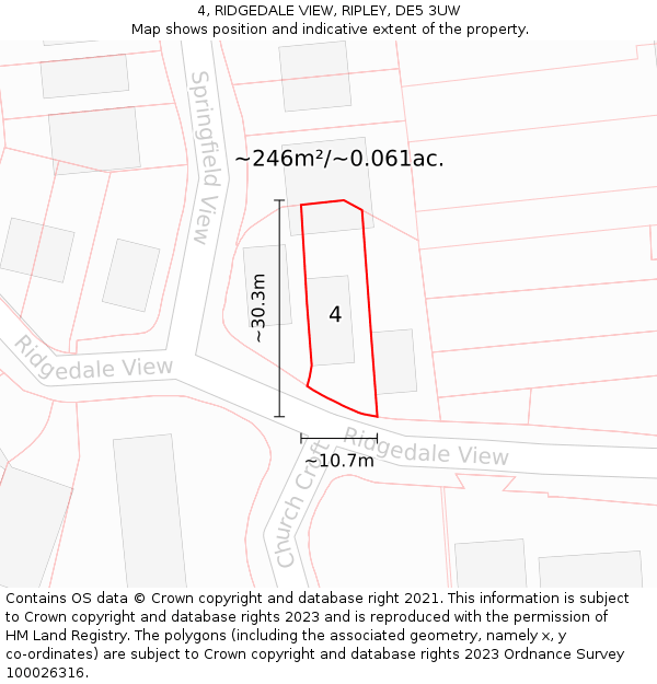 4, RIDGEDALE VIEW, RIPLEY, DE5 3UW: Plot and title map