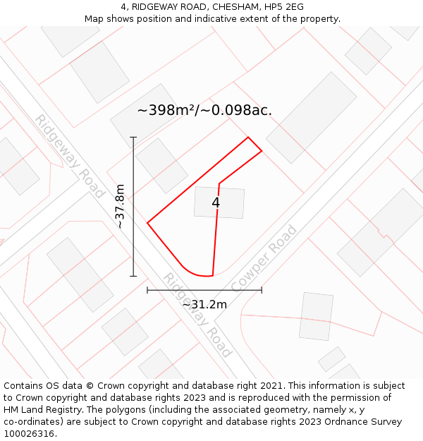 4, RIDGEWAY ROAD, CHESHAM, HP5 2EG: Plot and title map