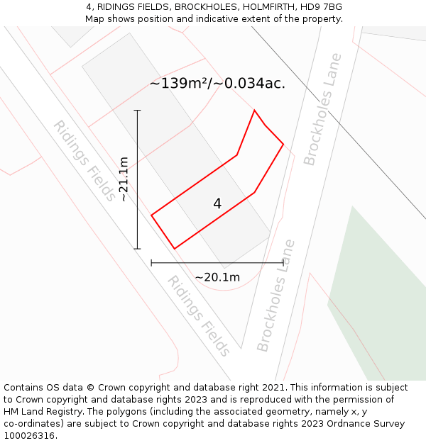 4, RIDINGS FIELDS, BROCKHOLES, HOLMFIRTH, HD9 7BG: Plot and title map