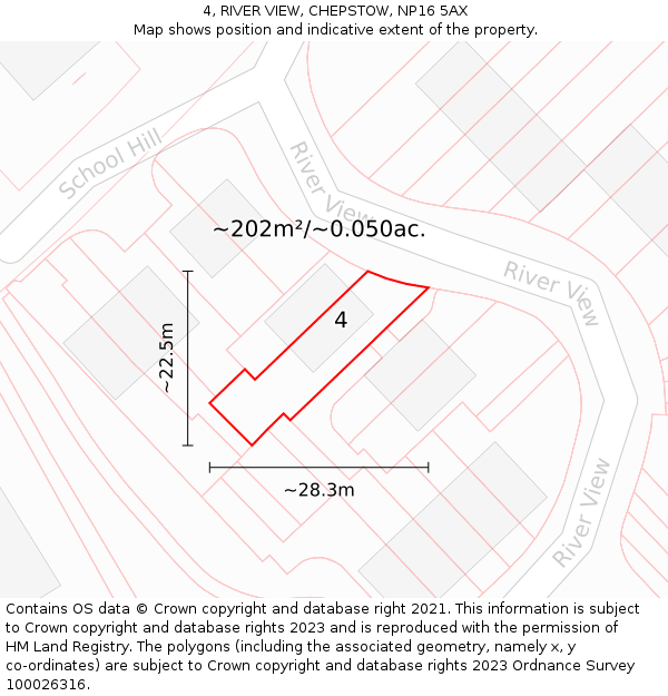 4, RIVER VIEW, CHEPSTOW, NP16 5AX: Plot and title map