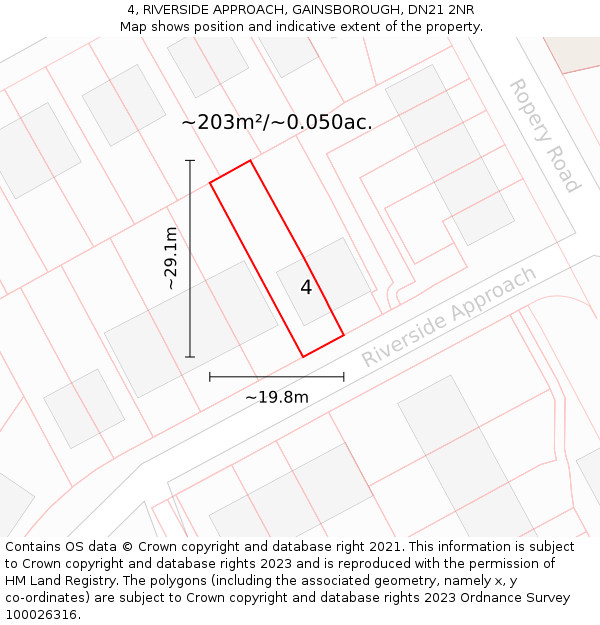 4, RIVERSIDE APPROACH, GAINSBOROUGH, DN21 2NR: Plot and title map