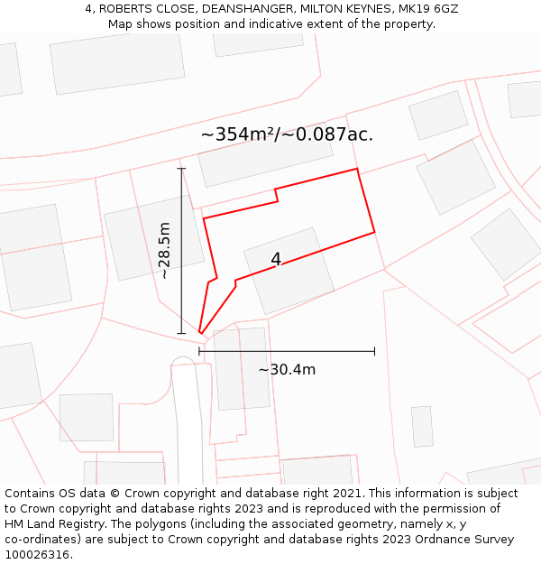 4, ROBERTS CLOSE, DEANSHANGER, MILTON KEYNES, MK19 6GZ: Plot and title map
