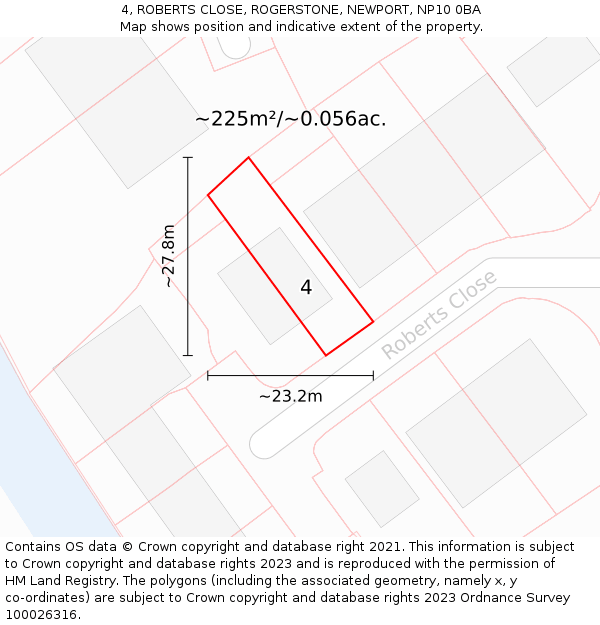 4, ROBERTS CLOSE, ROGERSTONE, NEWPORT, NP10 0BA: Plot and title map