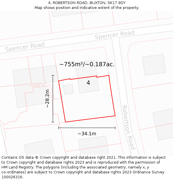 4, ROBERTSON ROAD, BUXTON, SK17 9DY: Plot and title map