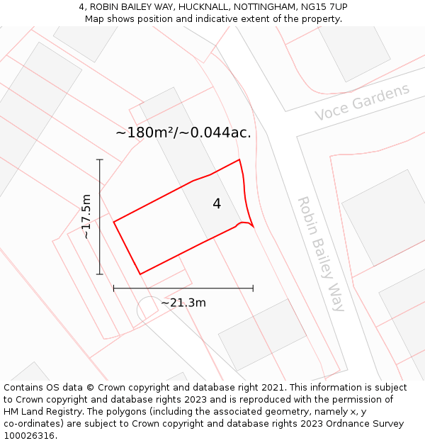 4, ROBIN BAILEY WAY, HUCKNALL, NOTTINGHAM, NG15 7UP: Plot and title map