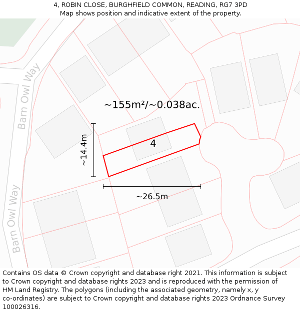 4, ROBIN CLOSE, BURGHFIELD COMMON, READING, RG7 3PD: Plot and title map