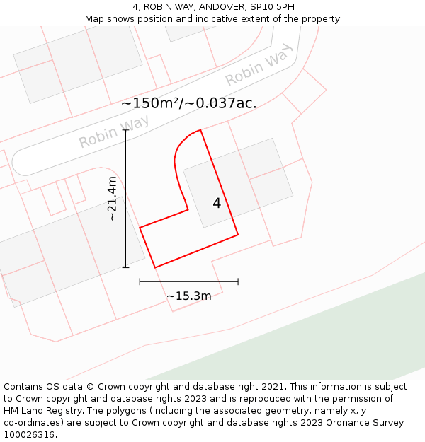 4, ROBIN WAY, ANDOVER, SP10 5PH: Plot and title map