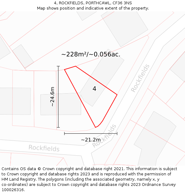 4, ROCKFIELDS, PORTHCAWL, CF36 3NS: Plot and title map
