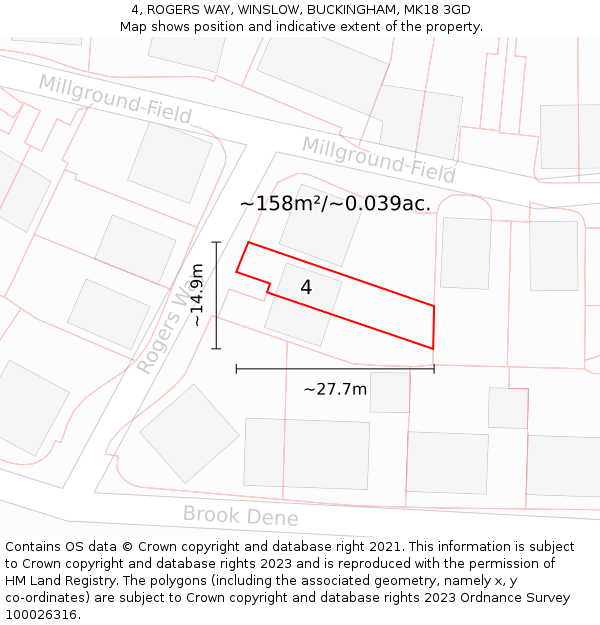 4, ROGERS WAY, WINSLOW, BUCKINGHAM, MK18 3GD: Plot and title map