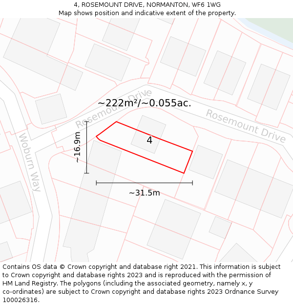 4, ROSEMOUNT DRIVE, NORMANTON, WF6 1WG: Plot and title map