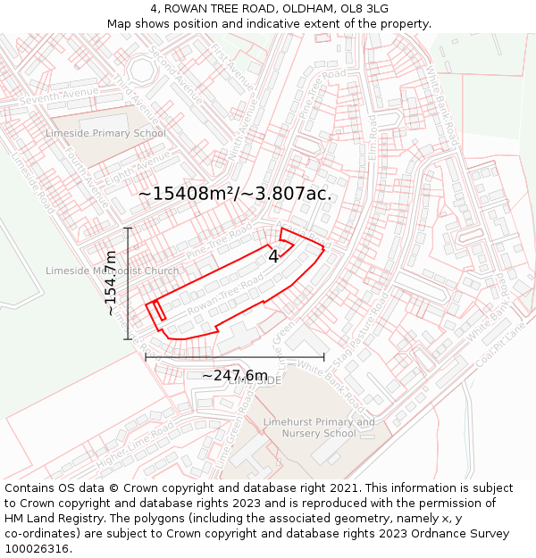 4, ROWAN TREE ROAD, OLDHAM, OL8 3LG: Plot and title map