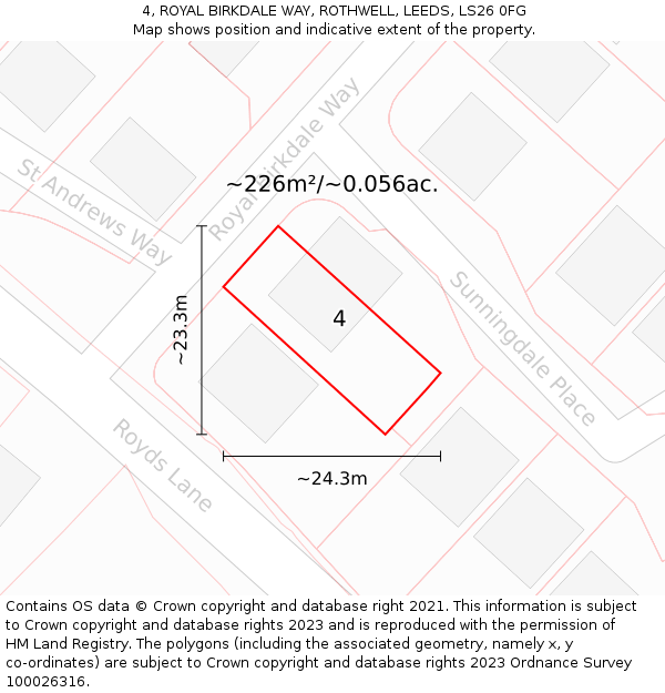4, ROYAL BIRKDALE WAY, ROTHWELL, LEEDS, LS26 0FG: Plot and title map