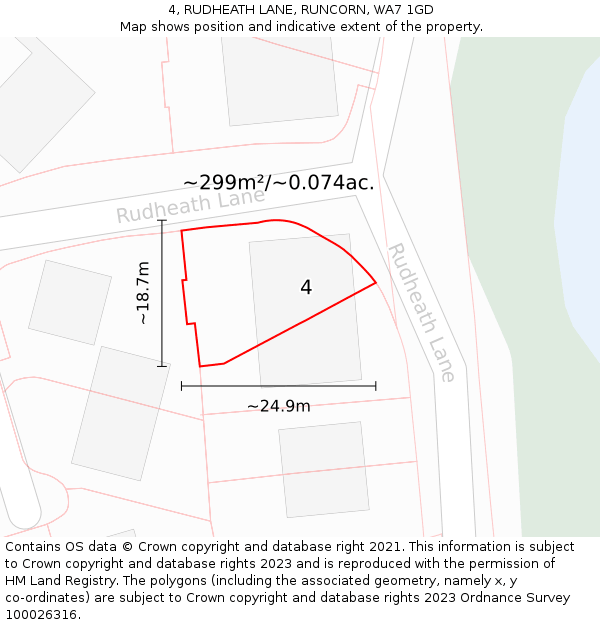 4, RUDHEATH LANE, RUNCORN, WA7 1GD: Plot and title map