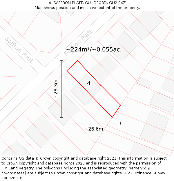 4, SAFFRON PLATT, GUILDFORD, GU2 9XZ: Plot and title map