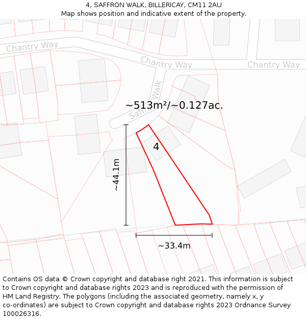 4, SAFFRON WALK, BILLERICAY, CM11 2AU: Plot and title map