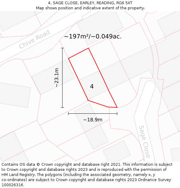 4, SAGE CLOSE, EARLEY, READING, RG6 5XT: Plot and title map