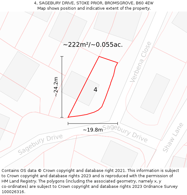 4, SAGEBURY DRIVE, STOKE PRIOR, BROMSGROVE, B60 4EW: Plot and title map