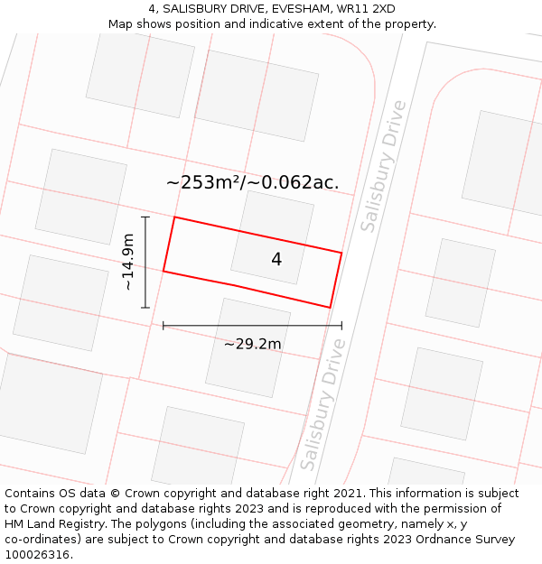 4, SALISBURY DRIVE, EVESHAM, WR11 2XD: Plot and title map