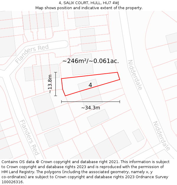4, SALIX COURT, HULL, HU7 4WJ: Plot and title map