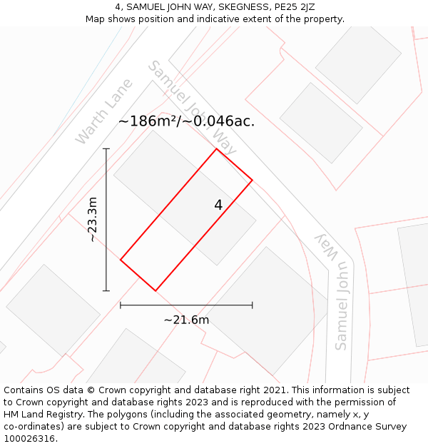 4, SAMUEL JOHN WAY, SKEGNESS, PE25 2JZ: Plot and title map