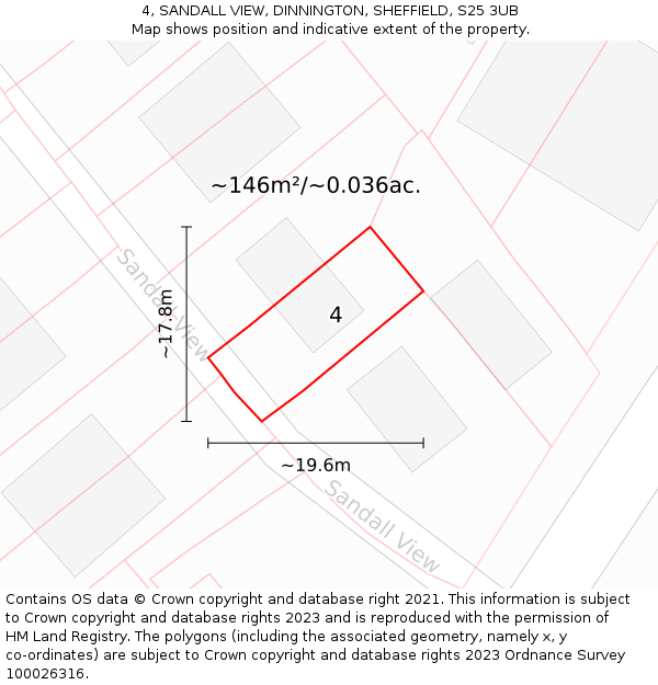 4, SANDALL VIEW, DINNINGTON, SHEFFIELD, S25 3UB: Plot and title map