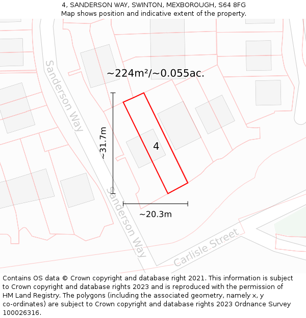 4, SANDERSON WAY, SWINTON, MEXBOROUGH, S64 8FG: Plot and title map