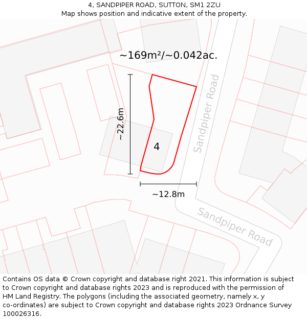4, SANDPIPER ROAD, SUTTON, SM1 2ZU: Plot and title map
