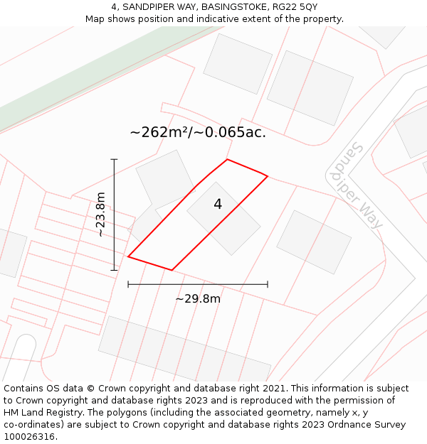 4, SANDPIPER WAY, BASINGSTOKE, RG22 5QY: Plot and title map