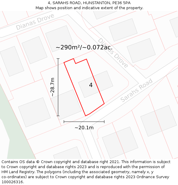 4, SARAHS ROAD, HUNSTANTON, PE36 5PA: Plot and title map