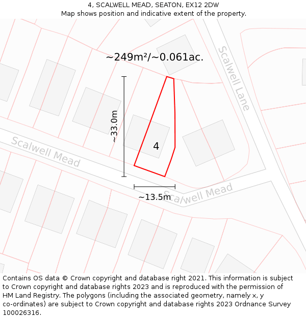 4, SCALWELL MEAD, SEATON, EX12 2DW: Plot and title map