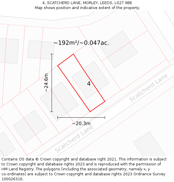 4, SCATCHERD LANE, MORLEY, LEEDS, LS27 9BE: Plot and title map