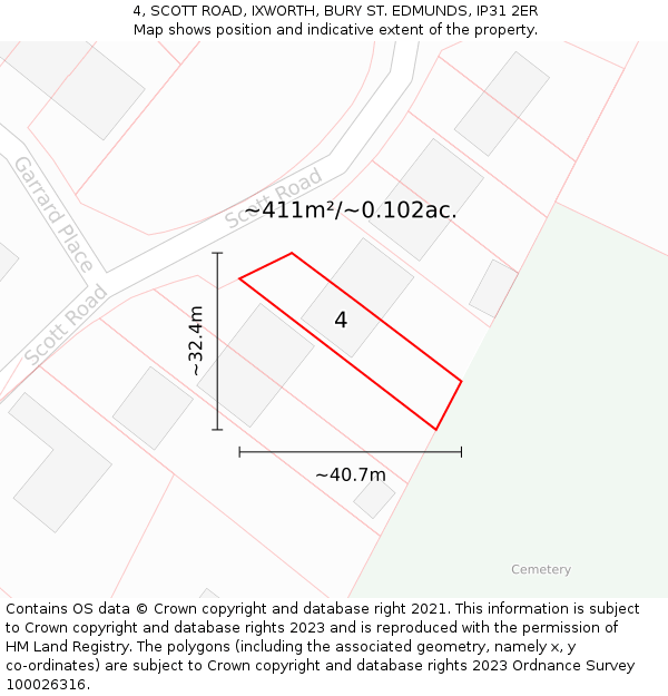 4, SCOTT ROAD, IXWORTH, BURY ST. EDMUNDS, IP31 2ER: Plot and title map