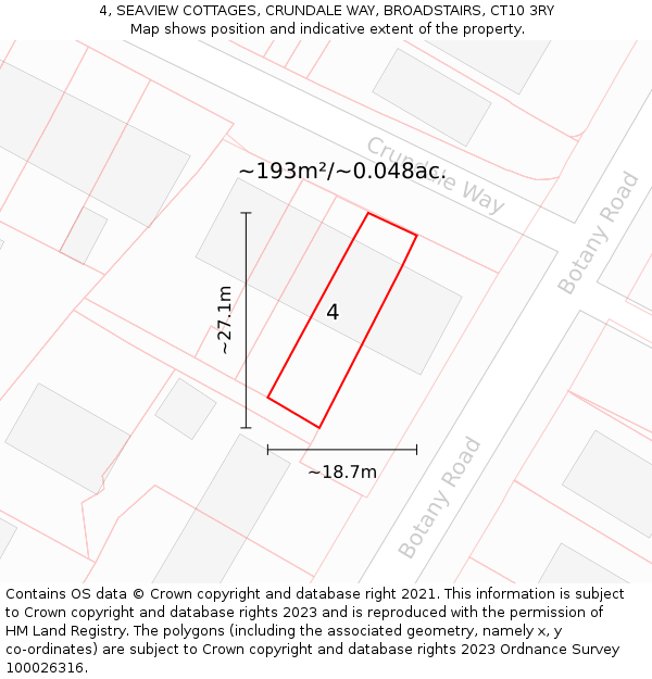 4, SEAVIEW COTTAGES, CRUNDALE WAY, BROADSTAIRS, CT10 3RY: Plot and title map