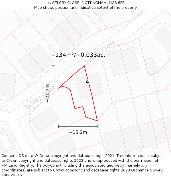 4, SELSBY CLOSE, NOTTINGHAM, NG8 6FF: Plot and title map