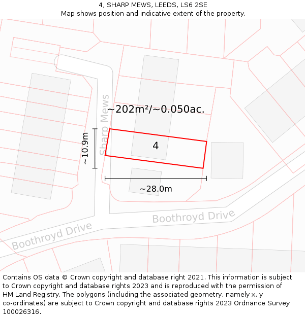 4, SHARP MEWS, LEEDS, LS6 2SE: Plot and title map