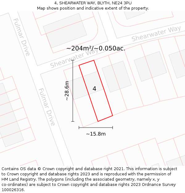 4, SHEARWATER WAY, BLYTH, NE24 3PU: Plot and title map