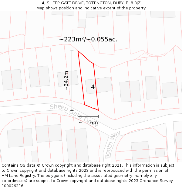 4, SHEEP GATE DRIVE, TOTTINGTON, BURY, BL8 3JZ: Plot and title map