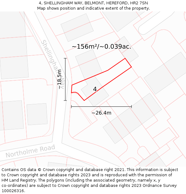 4, SHELLINGHAM WAY, BELMONT, HEREFORD, HR2 7SN: Plot and title map