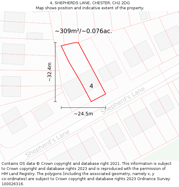 4, SHEPHERDS LANE, CHESTER, CH2 2DG: Plot and title map