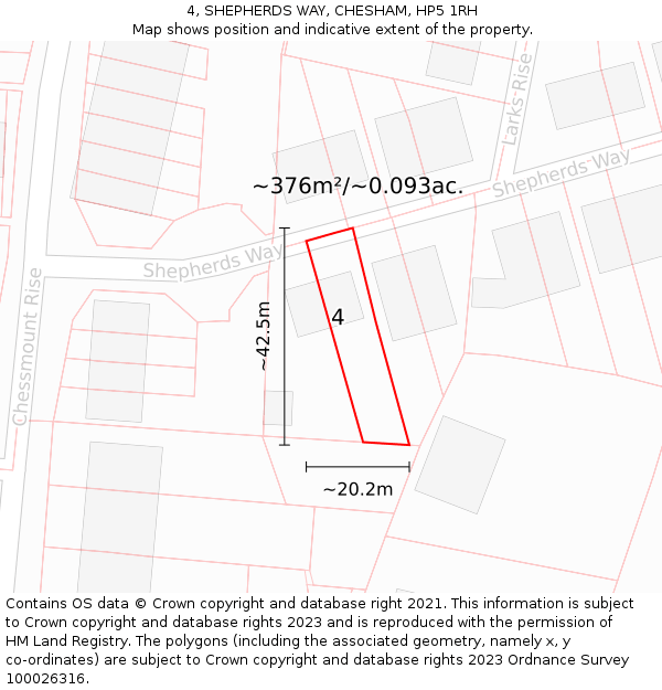 4, SHEPHERDS WAY, CHESHAM, HP5 1RH: Plot and title map