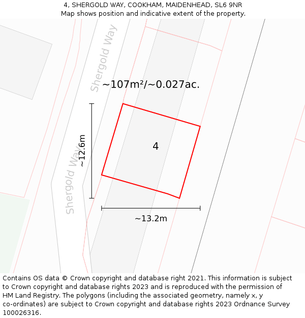 4, SHERGOLD WAY, COOKHAM, MAIDENHEAD, SL6 9NR: Plot and title map
