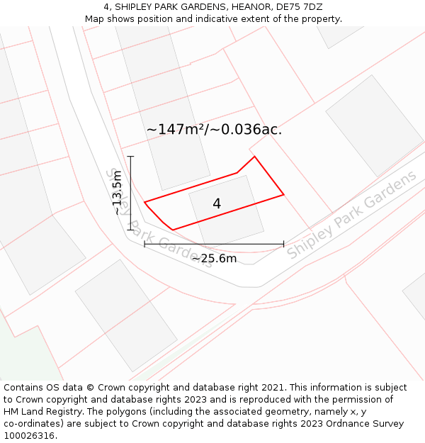 4, SHIPLEY PARK GARDENS, HEANOR, DE75 7DZ: Plot and title map