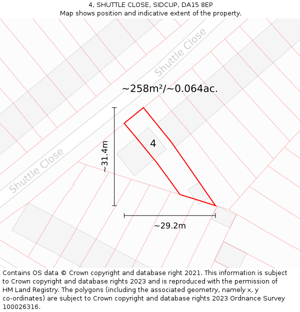 4, SHUTTLE CLOSE, SIDCUP, DA15 8EP: Plot and title map