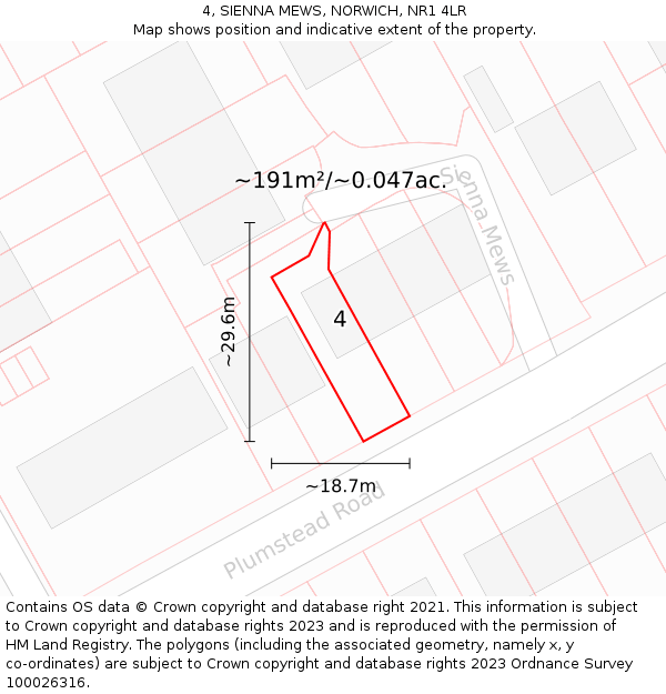 4, SIENNA MEWS, NORWICH, NR1 4LR: Plot and title map