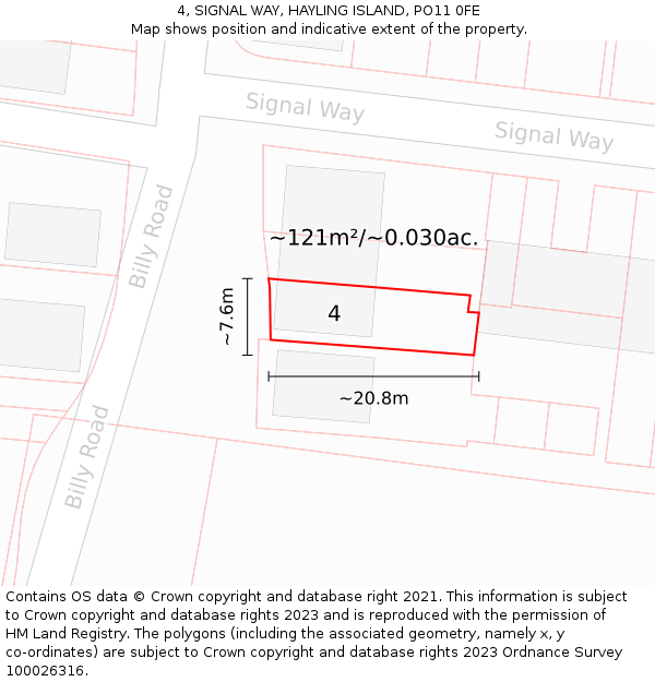 4, SIGNAL WAY, HAYLING ISLAND, PO11 0FE: Plot and title map