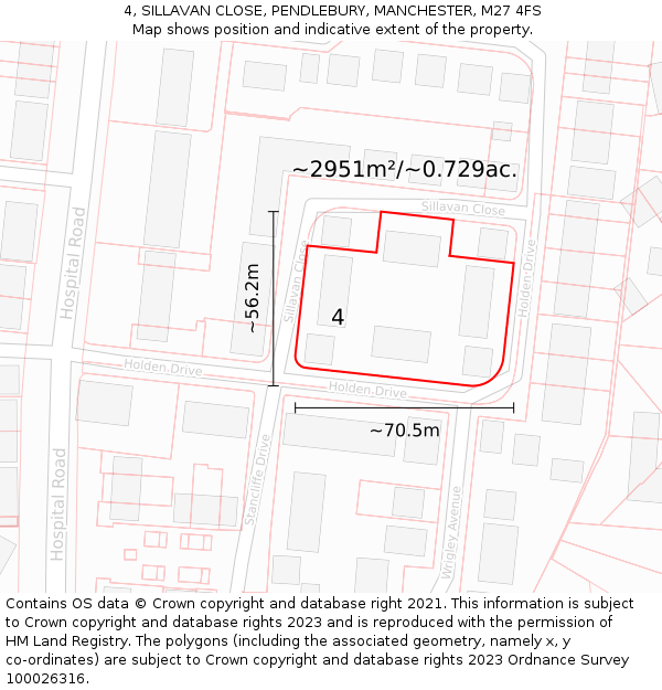 4, SILLAVAN CLOSE, PENDLEBURY, MANCHESTER, M27 4FS: Plot and title map