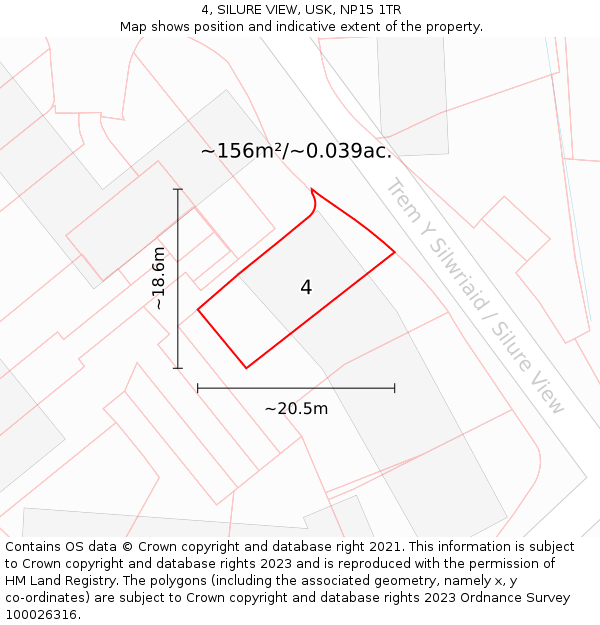 4, SILURE VIEW, USK, NP15 1TR: Plot and title map