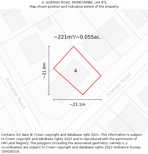 4, SIZERGH ROAD, MORECAMBE, LA4 6TL: Plot and title map