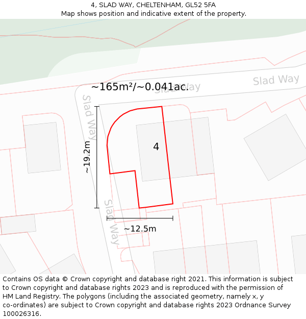 4, SLAD WAY, CHELTENHAM, GL52 5FA: Plot and title map